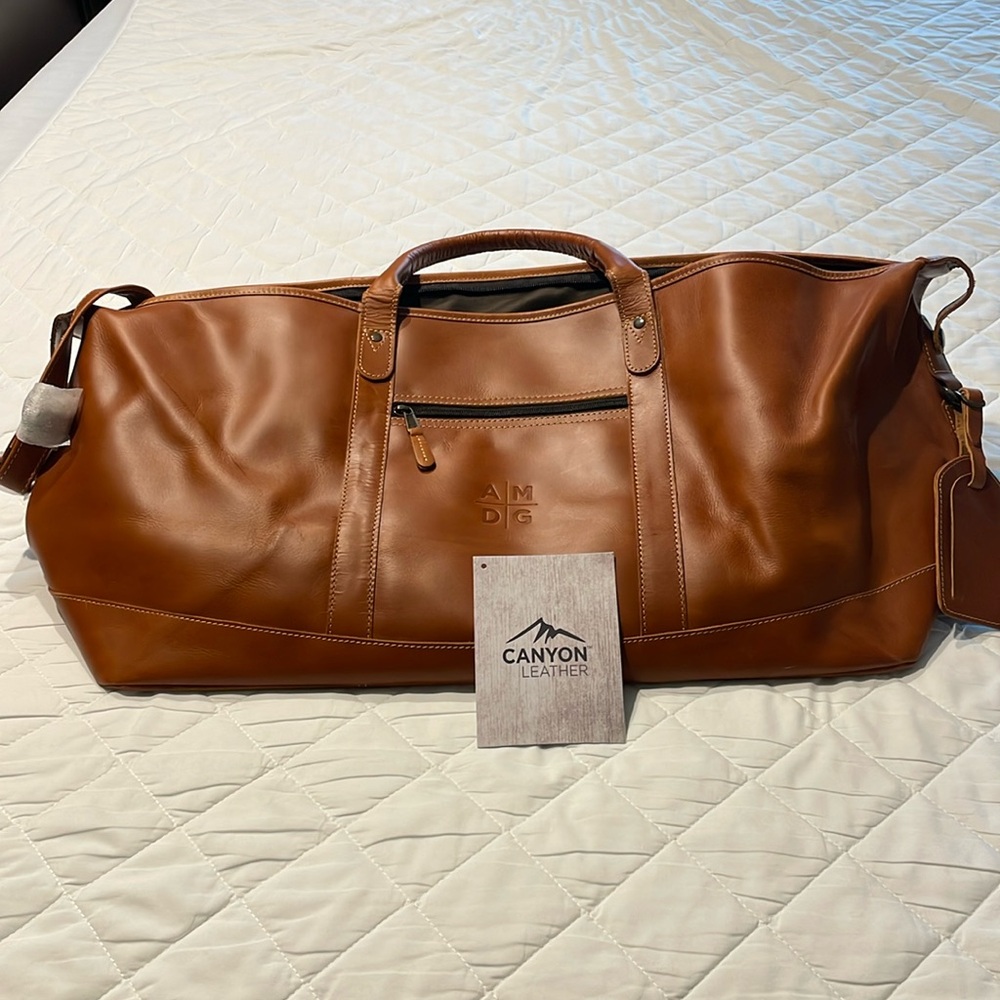 Leather duffle bag - engraved